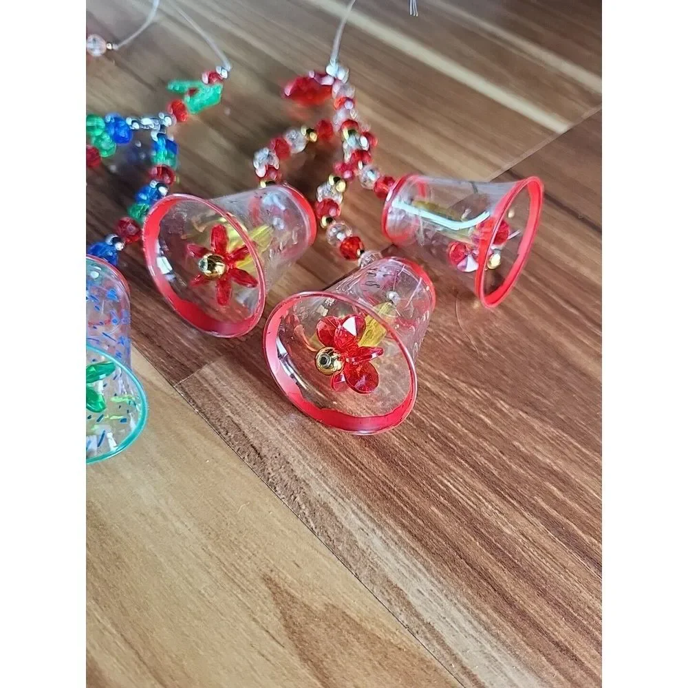 Lot Of 3 Vintage Acrylic Ornaments Christmas MCM 70s Beaded Holiday‎ Decoration